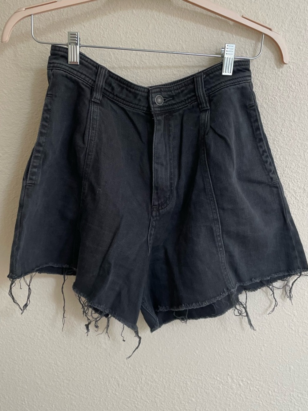 Free People High-Waist Black Aline Denim Shorts